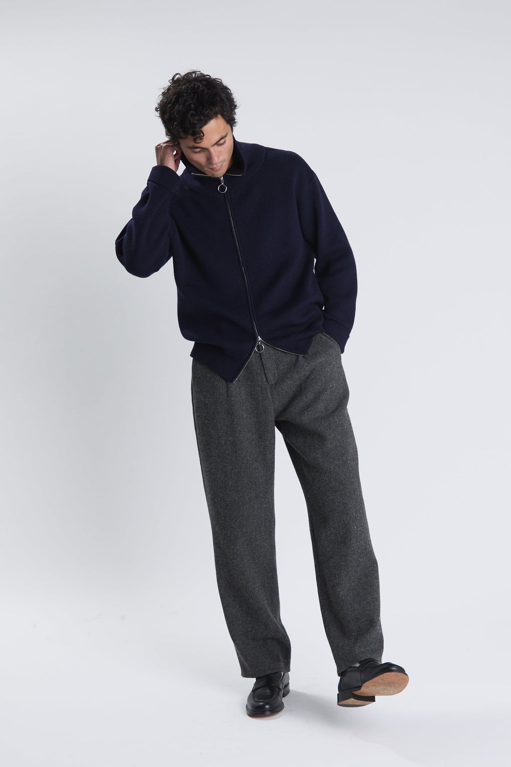 Torino zipped sweater in navy