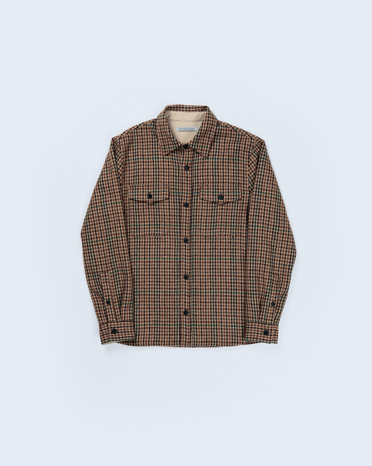 Milo overshirt in brown houndstooth