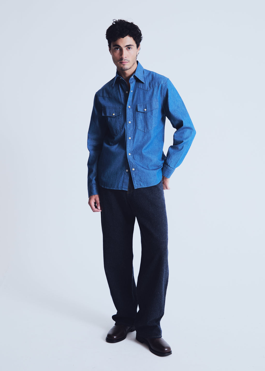 Camargue shirt in greencast denim