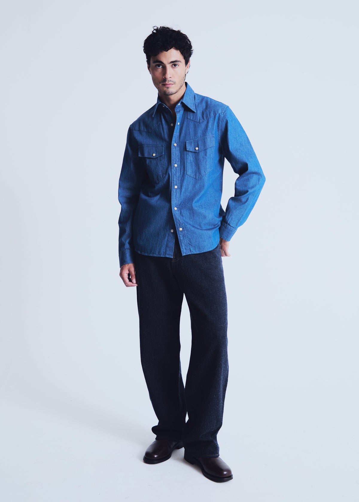 Camargue shirt in greencast denim