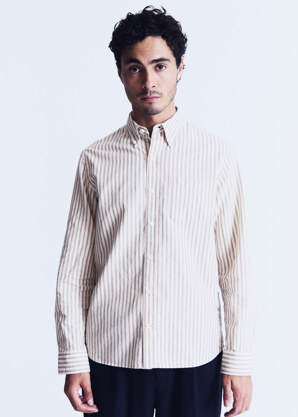 Calvi shirt in beige stripes