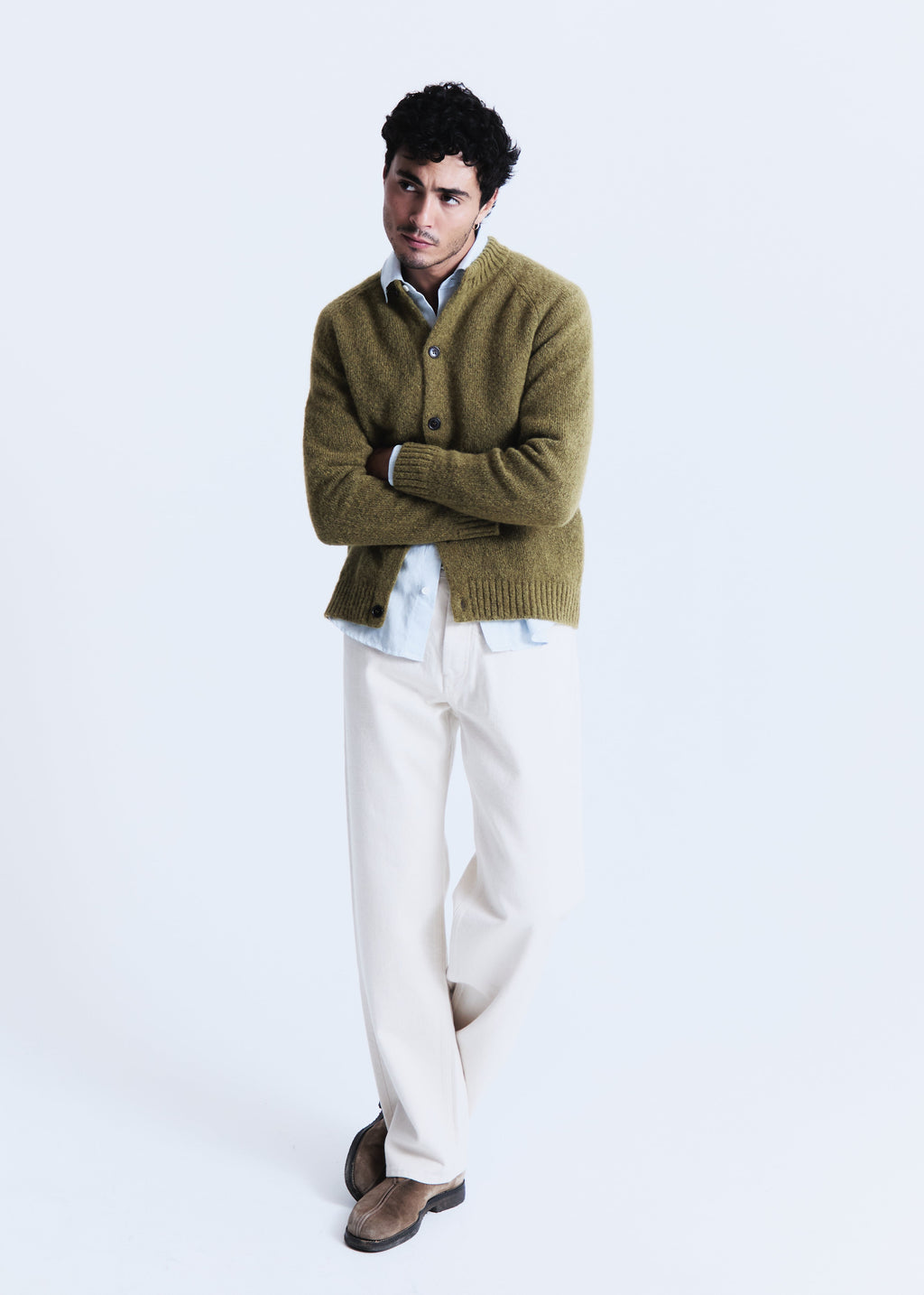 Archie cardigan in lichen green