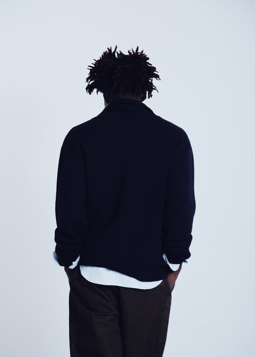 Torino zipped sweater in navy