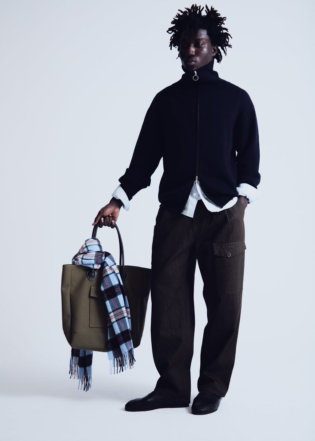 Torino zipped sweater in navy